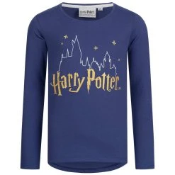 Harry Potter Hogwarts Kinder Langarmshirt Navy
