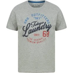 Tokyo Laundry Cohutta Herren T-Shirt 1C18105 Light Grey Marl
