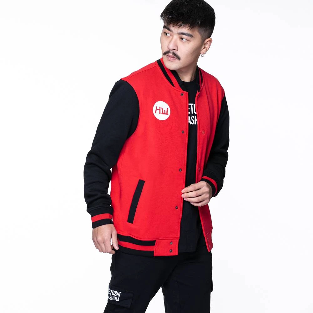 HIDETOSHI WAKASHIMA "Shibuya" Herren College Jacke Schwarz/rot 5 HIDETOSHI WAKASHIMA "Shibuya" Herren College Jacke Schwarz/rot – Bild 3