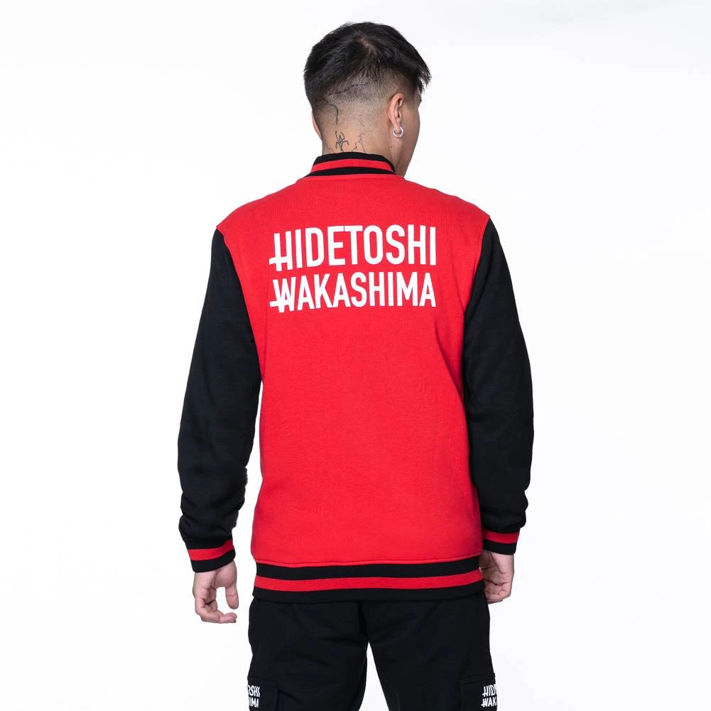 HIDETOSHI WAKASHIMA "Shibuya" Herren College Jacke Schwarz/rot 6 HIDETOSHI WAKASHIMA "Shibuya" Herren College Jacke Schwarz/rot – Bild 4