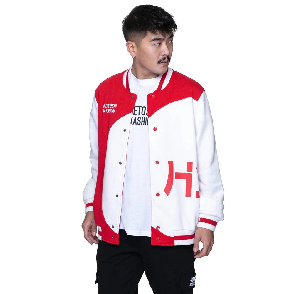 HIDETOSHI WAKASHIMA "Asakusa" Herren College Jacke Rot/weiß 4 HIDETOSHI WAKASHIMA "Asakusa" Herren College Jacke Rot/weiß – Bild 2