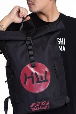 HIDETOSHI WAKASHIMA "Musashino" Rolltop Rucksack Schwarz/rot -JELEX Geschäft HW 51 2 1280x1280