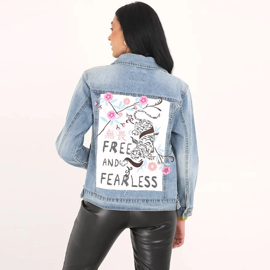 BRAVE SOUL Fearless Tiger Damen Jeansjacke LJK-FEARLESS 4 BRAVE SOUL Fearless Tiger Damen Jeansjacke LJK-FEARLESS – Bild 2