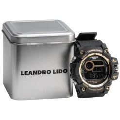 LEANDRO LIDO "Genua" Unisex Sport Uhr Schwarz Gold