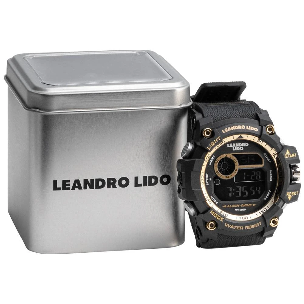 LEANDRO LIDO "Genua" Unisex Sport Uhr Schwarz Gold 3 LEANDRO LIDO "Genua" Unisex Sport Uhr Schwarz Gold