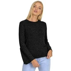 BRAVE SOUL Bella Damen Glockenärmel Langarmshirt LLT-481BELLA CHARCOAL