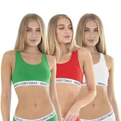 BRAVE SOUL Merry Christmas Damen Bralette 3er-Pack LSB-18MERRY