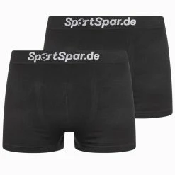 SportSpar.de "Double Sparbuxe" Herren Sport Boxershorts 2er-Pack Schwarz